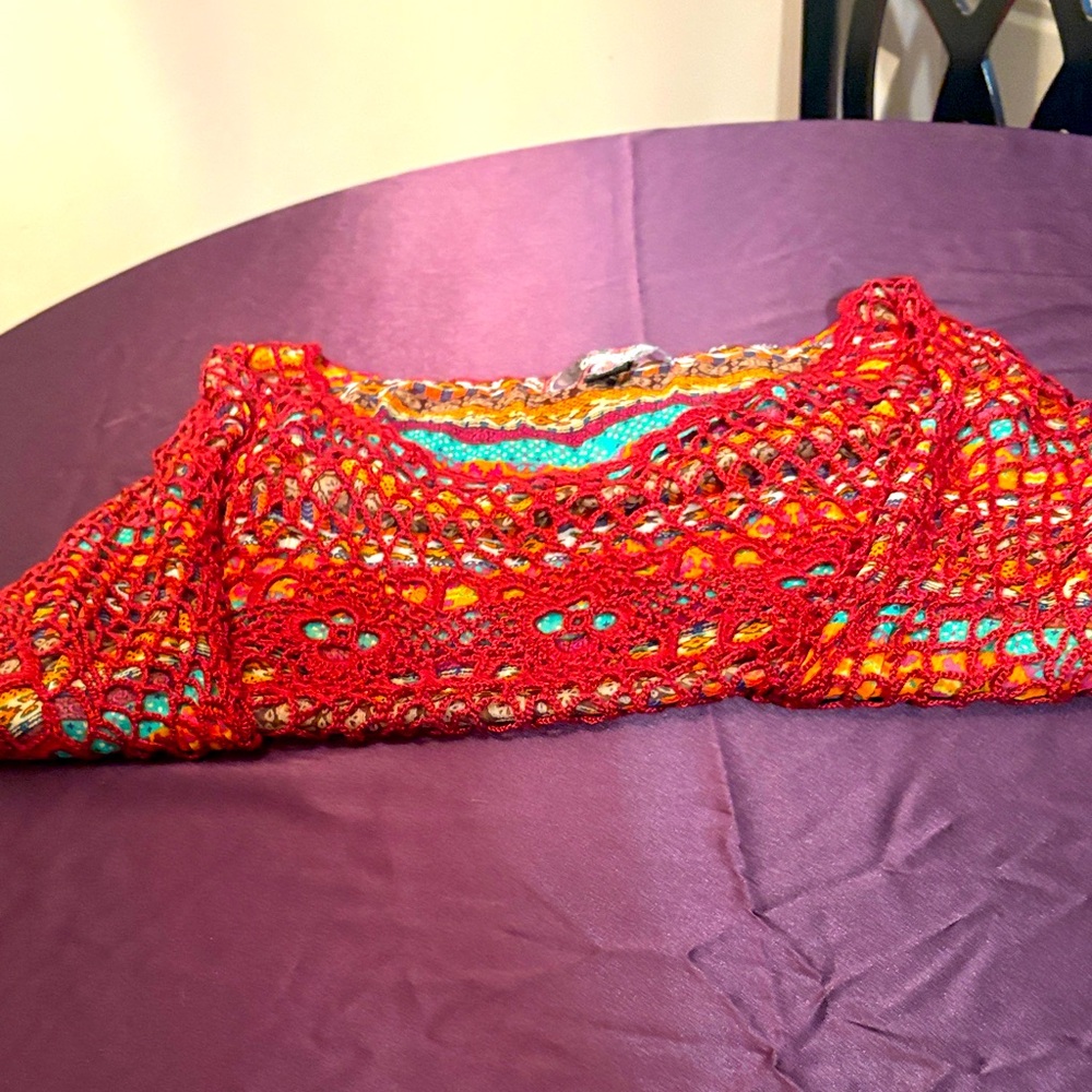 Desigual Multicolor Crochet Top, Sz L